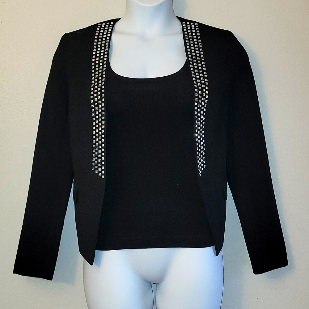 MICHAEL Michael Kors Black Blazer with Silver Accents